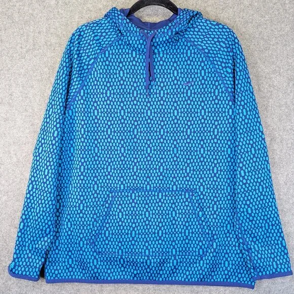 Nike Therma-Fit Hoodie Women’s XL Blue Geometric Hooded Sweatshirt Pullover - Picture 1 of 7